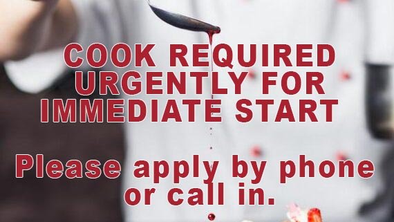 Cook required